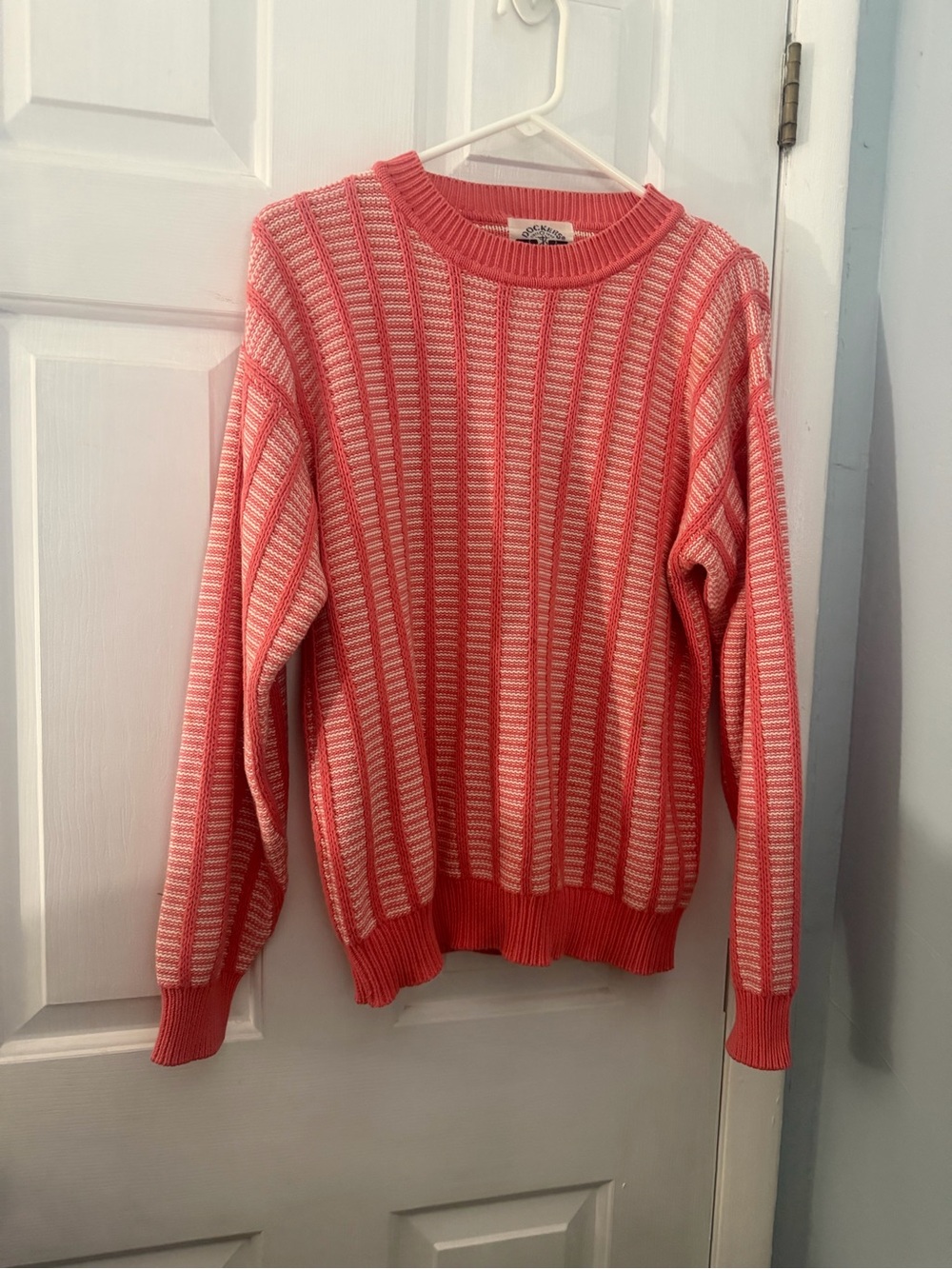 Vintage 1991 Levi’s Dockers Sweater Small Pink Cream Striped 100% Cotton